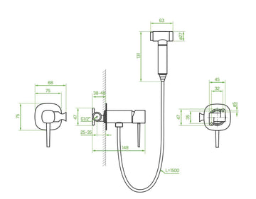 Miscelatore bidet a incasso con doccetta bidet cromata – pratica, elegante e salvaspazio