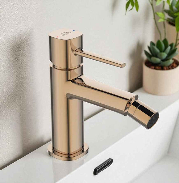 Miscelatore bidet da appoggio – design elegante con leve sottili e regolazione getto, oro rosa