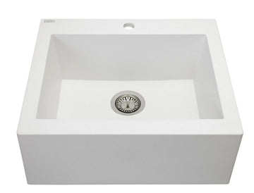 Lavello a vasca singola con grembiule – lavello ceramica 63×49 cm, sifone salvaspazio incluso - 0