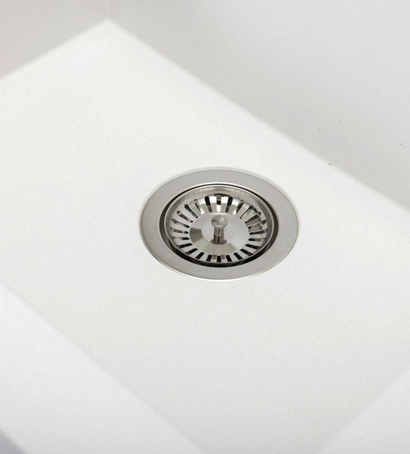 Lavello a vasca singola con grembiule – lavello ceramica 63×49 cm, sifone salvaspazio incluso