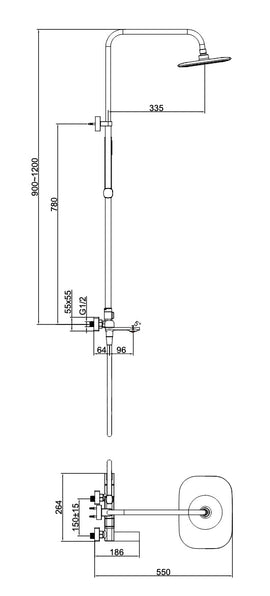 Colonna doccia con rubinetto – Nero opaco - 0