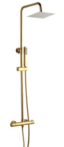 Colonna doccia Gold con rubinetto termostatico | Soffione a pioggia quadrato, altezza regolabile, sistema anticalcare-1