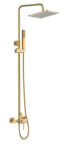 Colonna doccia con miscelatoee | Set doccia minimalista, soffione a pioggia, sistema anticalcare, oro
