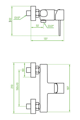 Set de douche murale en or brossé – élégant, fonctionnel et compatible avec tous les ensembles de douche - 0