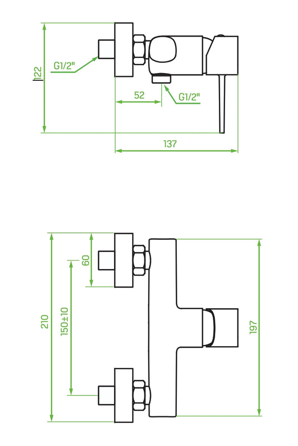 Set de douche murale en or brossé – élégant, fonctionnel et compatible avec tous les ensembles de douche