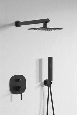 Set doccia – nero opaco, soffione, braccio doccia e miscelatore doccia