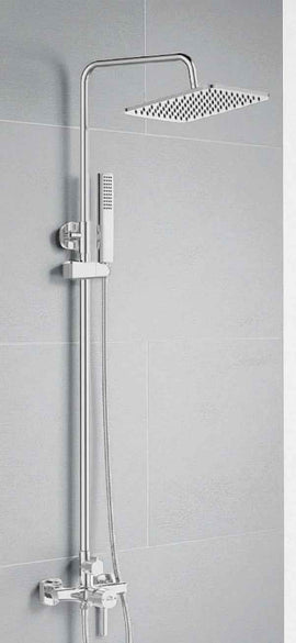 Ensemble de douche minimaliste, pomme de douche pluie, système anti-calcaire, chrome