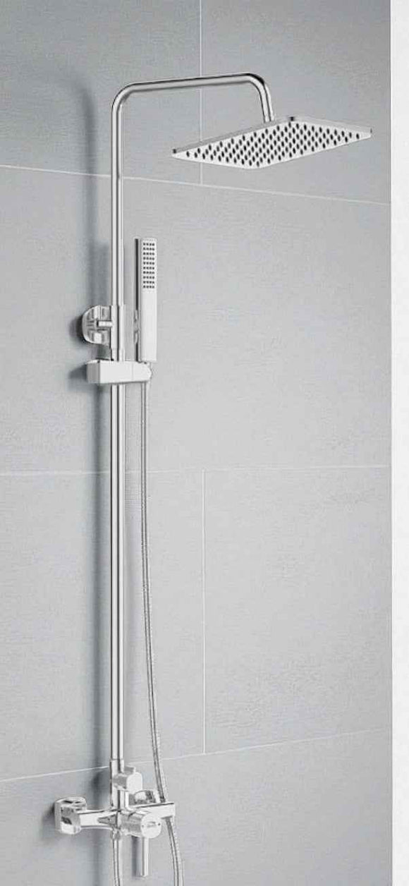 Ensemble de douche minimaliste, pomme de douche pluie, système anti-calcaire, chrome