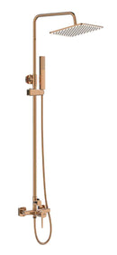 Colonna doccia con miscelatore | Set doccia minimalista, soffione a pioggia, sistema anticalcare, oro rosa