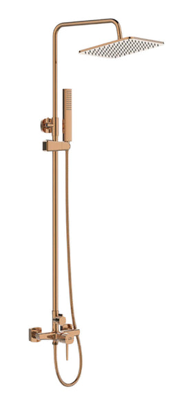 Colonna doccia con miscelatore | Set doccia minimalista, soffione a pioggia, sistema anticalcare, oro rosa