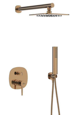 Set doccia – oro rosa , soffione, miscelatore incasso e braccio doccia