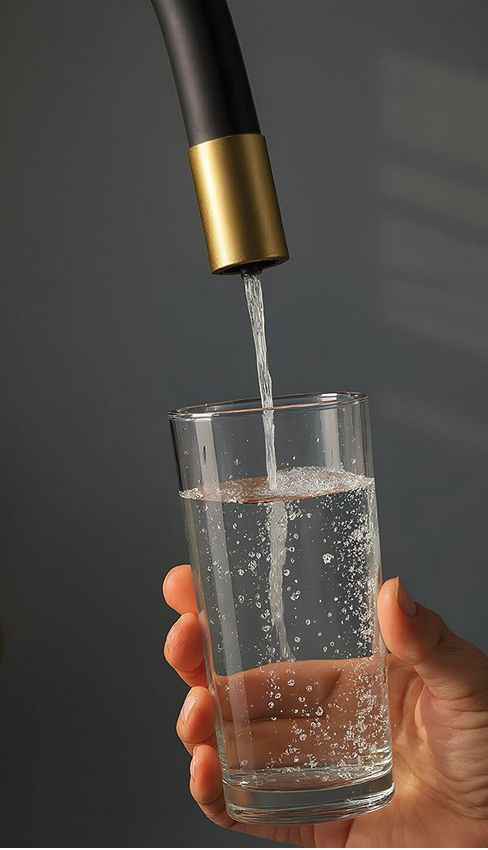 Rubinetto cucina oro spazzolato e nero con attacco filtro acqua e beccuccio flessibile a U