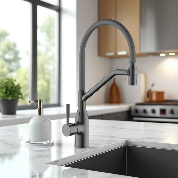 Rubinetto Lavello Grafite | Beccuccio Flessibile a U, Design Moderno ed Ecologico