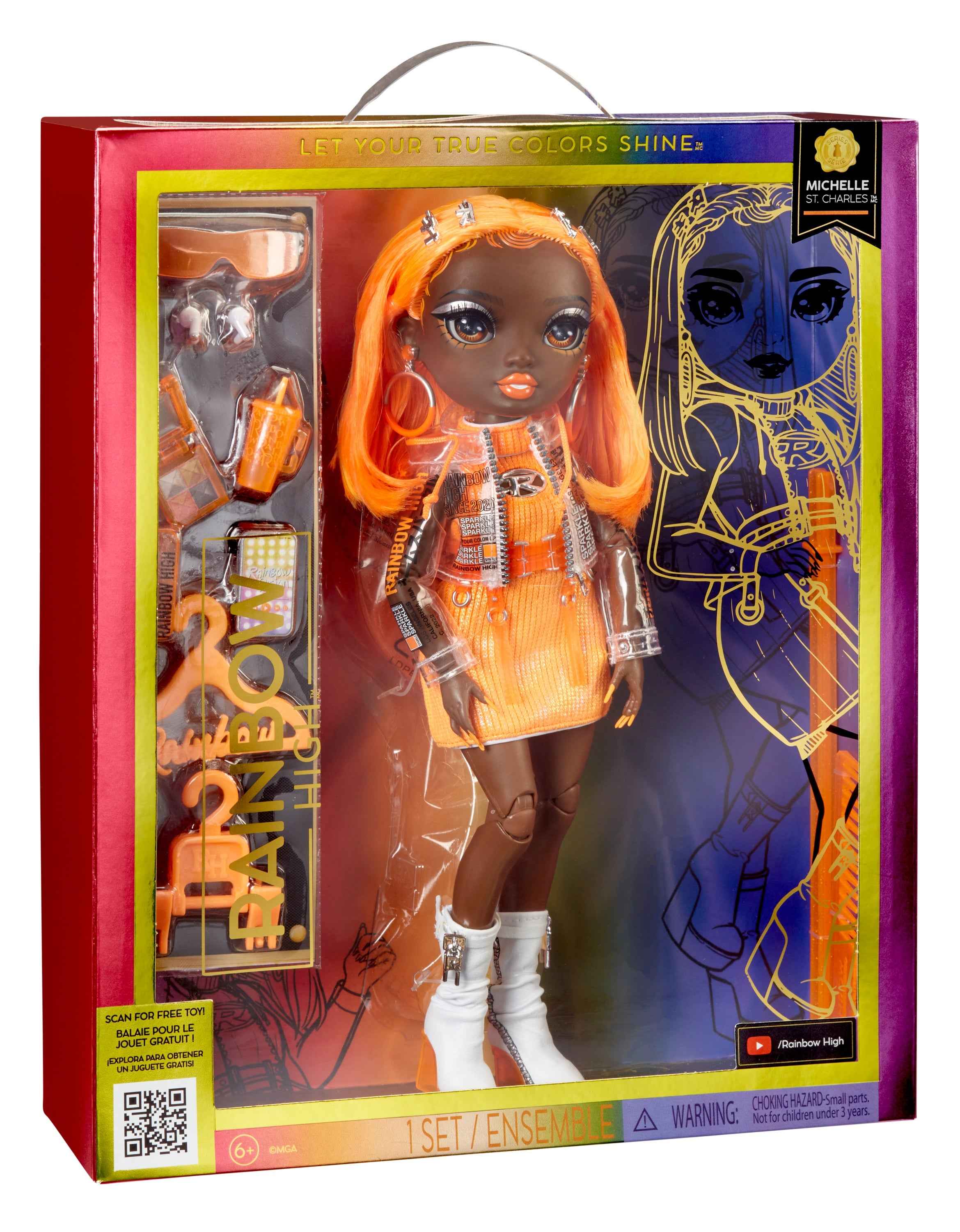Poupée mannequin RAINBOW HIGH orange fluo