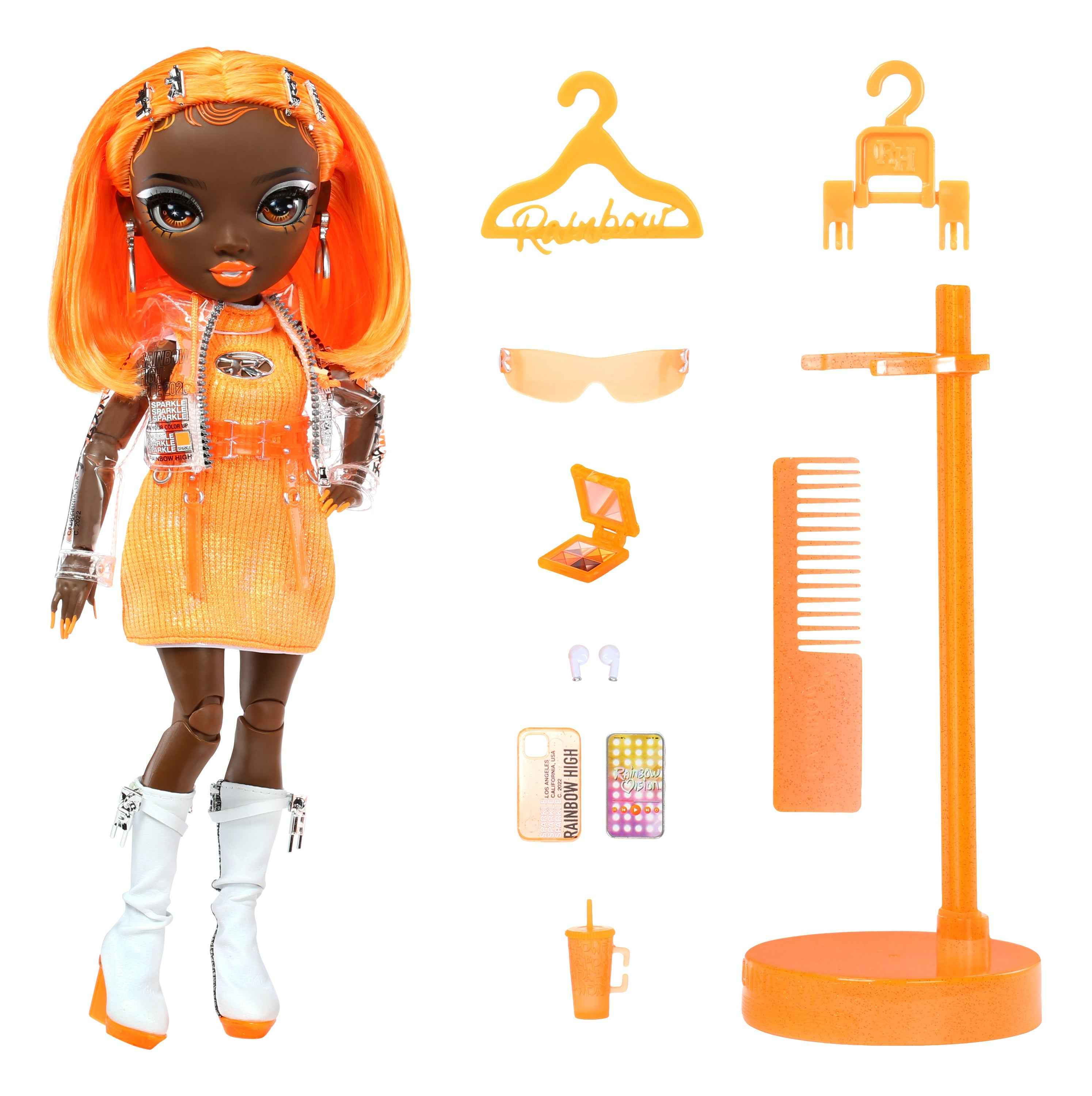 Poupée mannequin RAINBOW HIGH orange fluo