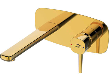 Miscelatore lavabo a incasso – design originale con leve sottili e aeratore regolabile, oro lucido