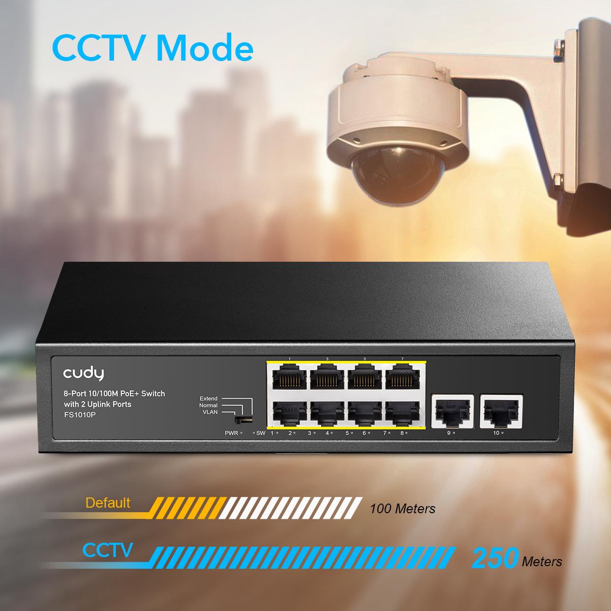 Commutateur réseau Cudy FS1010P Fast Ethernet (10/100) Power over Ethernet (PoE) Noir