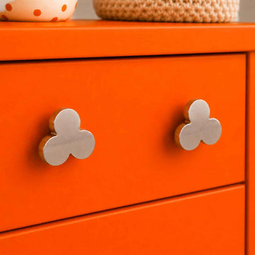 Bouton de meuble TREFLE, Finition zamak nickel mat