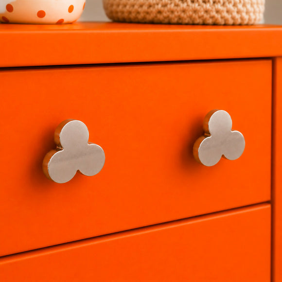 Bouton de meuble TREFLE, Finition zamak nickel mat