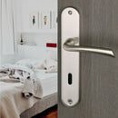 2 poignées de porte sur plaque RHAPSODIE, Entrée de clé pour chambre, Finition zamak nickel mat, Entraxe standard 195 mm-1