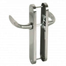 2 poignées de porte sur plaque CHAMBON, Sans trou pour pièce à vivre, Finition aluminium nickel mat, Entraxe standard 195 mm