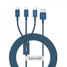 Baseus Cable Superior Series 3-in-1 Fast Charging Data Cable USB to M+L+C 3.5A 1.5m Blue (CAMLTYS-03)