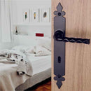 2 poignées de porte sur plaque NANTUA, Entrée de clé pour chambre, Finition aluminium noir, Entraxe standard 195 mm
