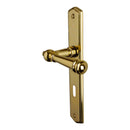 2 poignées de porte ATTILA, Entrée de clé pour chambre, Finition laiton poli doré, Entraxe standard 195 mm