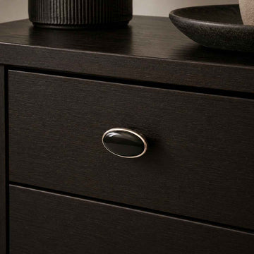 Bouton de meuble STARK, Finition nickel brillant & céramique noire