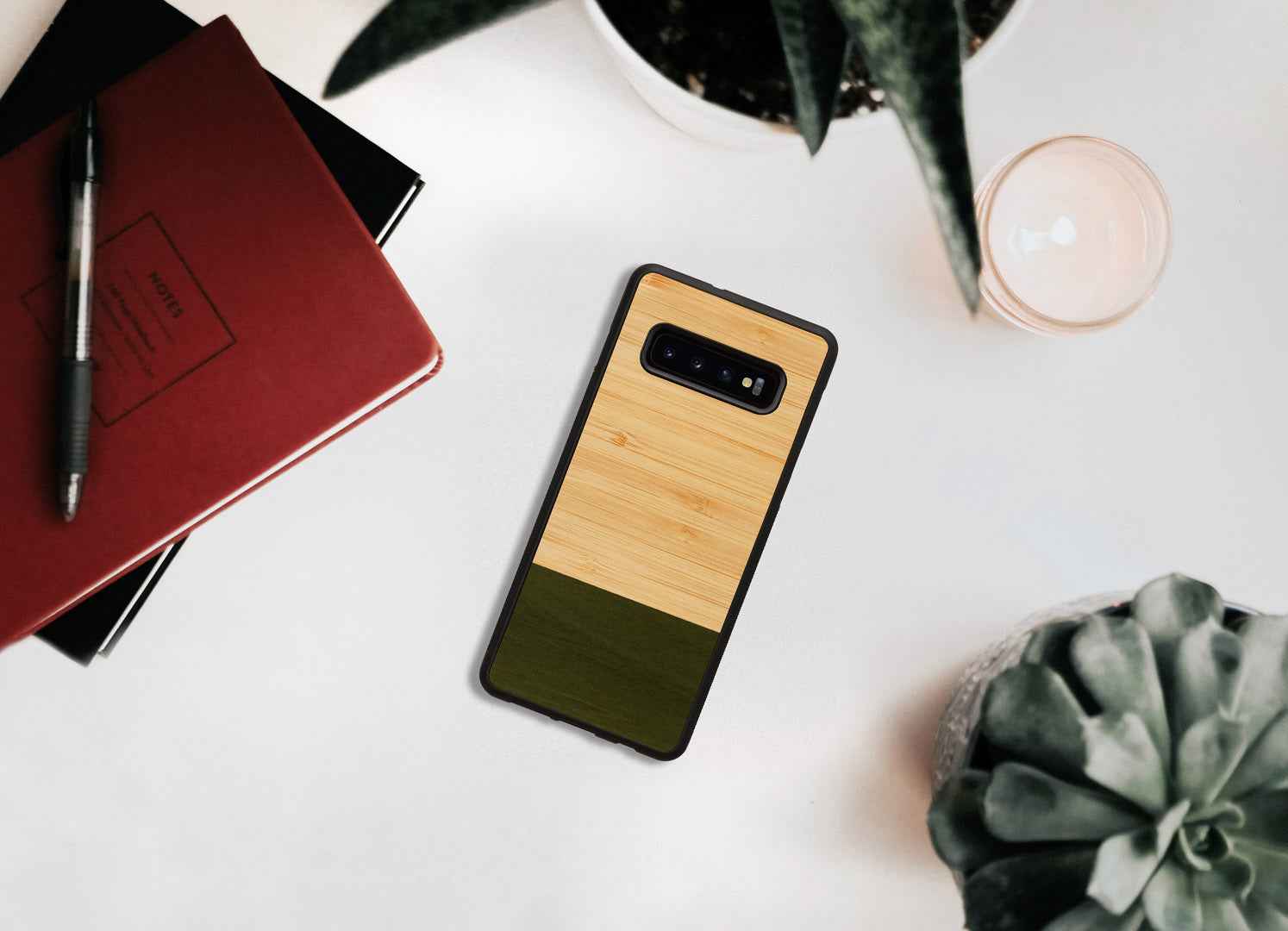 Coque pour smartphone MAN&WOOD Galaxy S10 Plus, motif forêt de bambous, noire