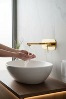 Miscelatore lavabo a incasso – design originale con leve sottili e aeratore regolabile, oro lucido-2