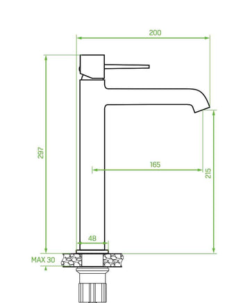 Miscelatore lavabo alto finitura oro spazzolato