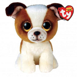 Mascotte de chien TY Hugo Marron et Blanc 15 cm