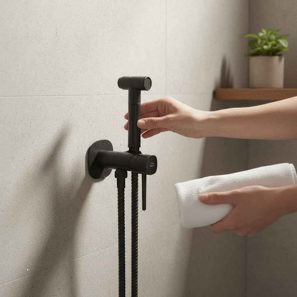 Set idroscopino bidet a incasso nera opaca con doccetta bidet – moderna, salvaspazio ed elegante