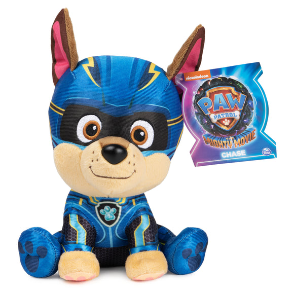 Peluche chase du film mighty pups de la pat' patrouille 15 cm