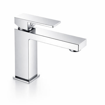 Miscelatore lavabo quadrato in ottone cromato
