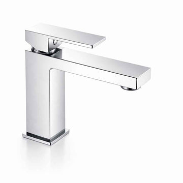 Miscelatore lavabo quadrato in ottone cromato