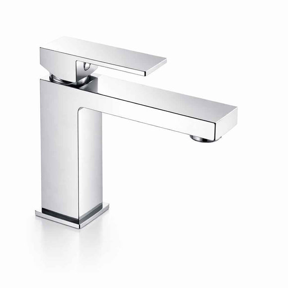 Miscelatore lavabo quadrato in ottone cromato