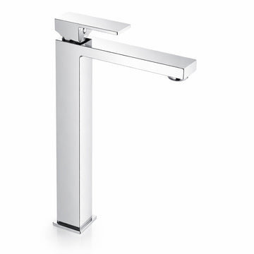 Miscelatore lavabo stile quadrato alto per lavandini appoggio