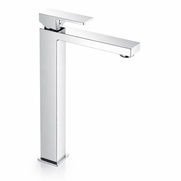 Miscelatore lavabo stile quadrato alto per lavandini appoggio