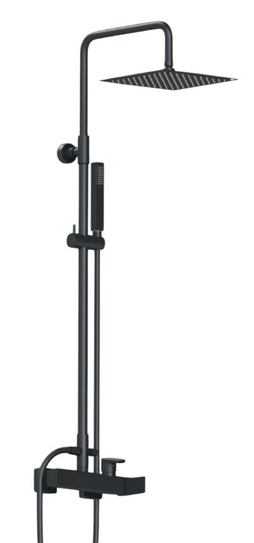 Colonna doccia con miscelatore completa nera opaca quadrata