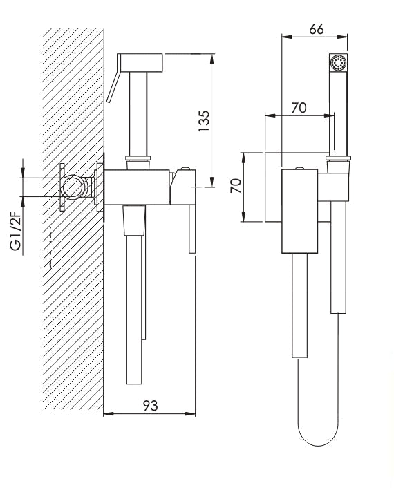 Miscelatore idroscopino bidet incasso nero opaco quadrato