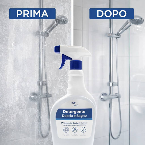 Detergente Anticalcare per Doccia e Bagno 500 ml | Rimuove Calcare, Sapone e Aloni | Per Vetri, Ceramica, Cromature e Acciaio Inox