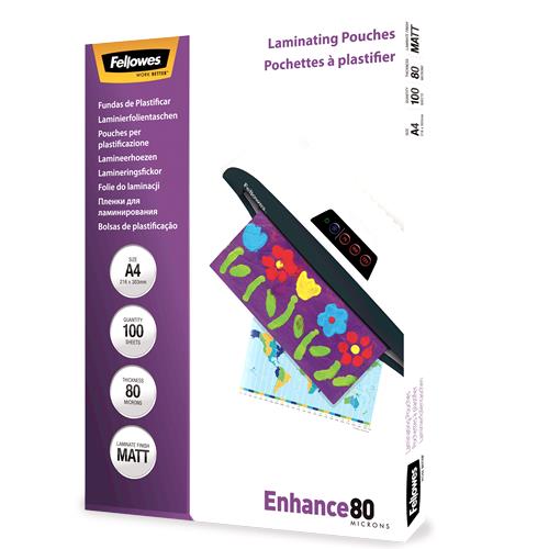 Laminēšanas plēve Fellowes A4 80 Micron - Matt Laminating Pouches (100 pack)