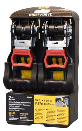 Lot de 2 sangles d' arrimage a cliquet caterpillar avec crochets