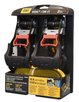 Lot de 2 sangles d' arrimage a cliquet caterpillar avec crochets