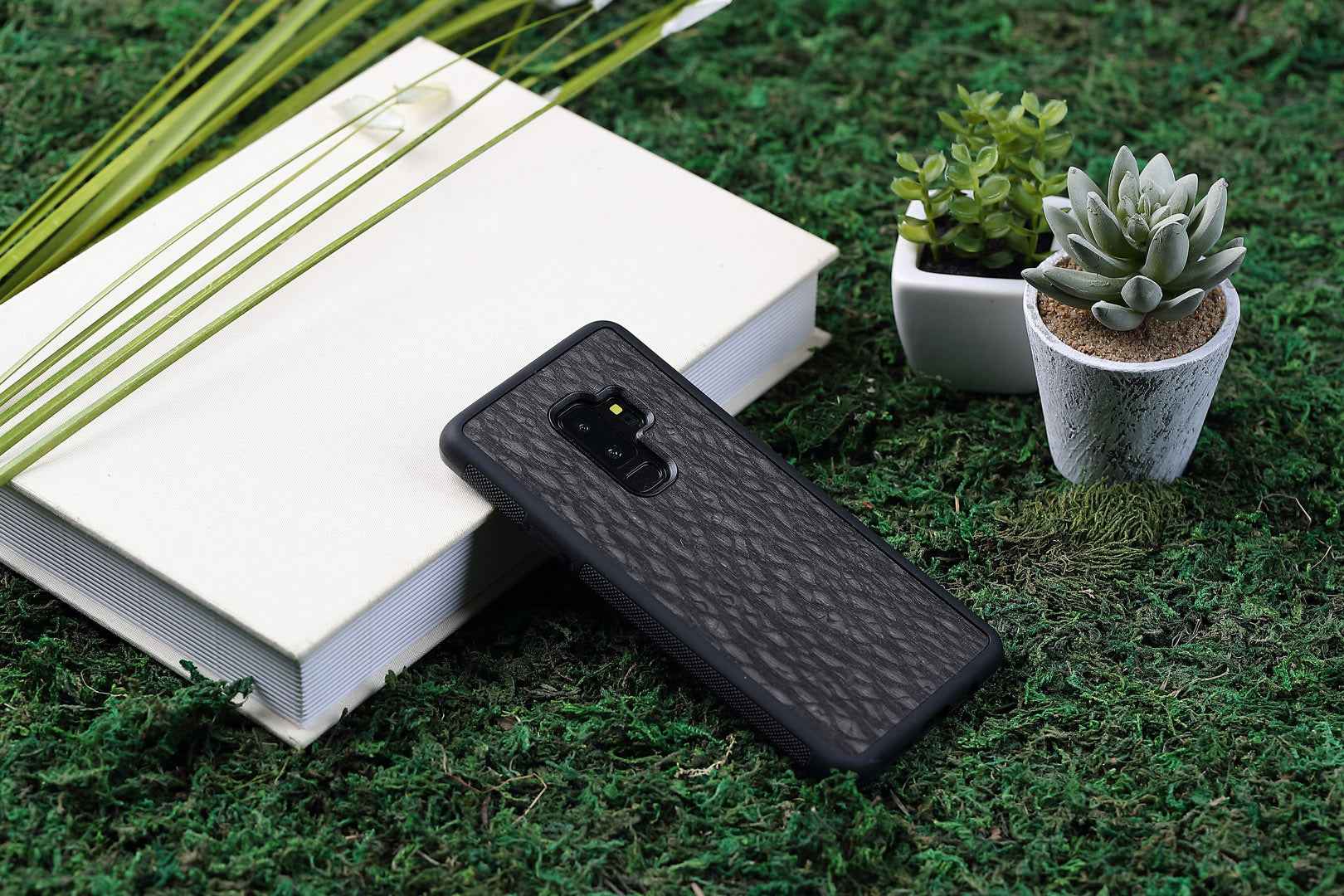 Coque pour smartphone MAN&WOOD Galaxy S9 Plus, noir carbone