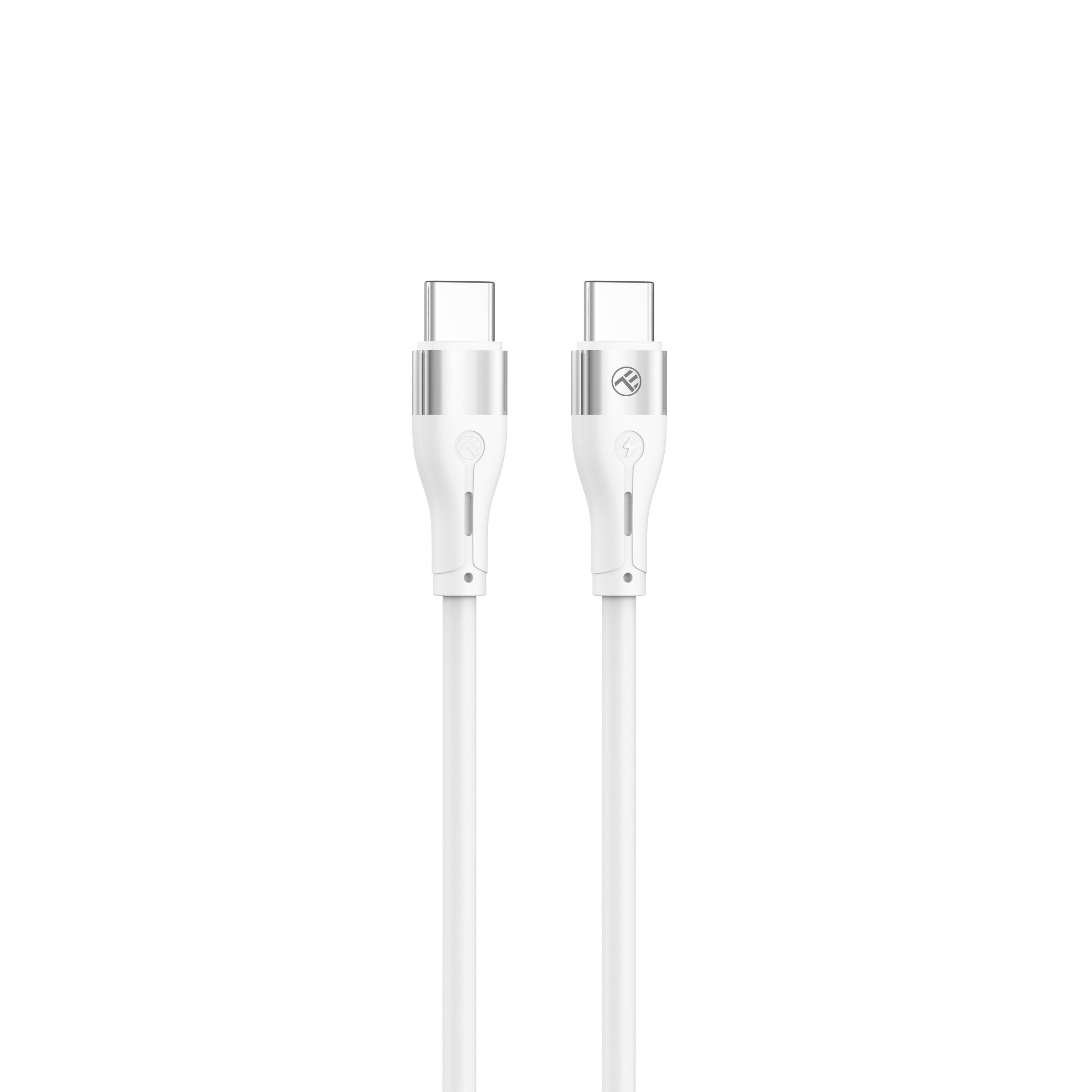 Câble tellur silicone type-c vers type-c pd60w 1 m blanc