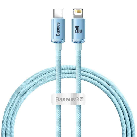 Baseus Type-C - Lightning cable Crystal Shine Series Lightning Fast Charging Power Delivery 20W 1,2m Light Blue (CAJY001303)