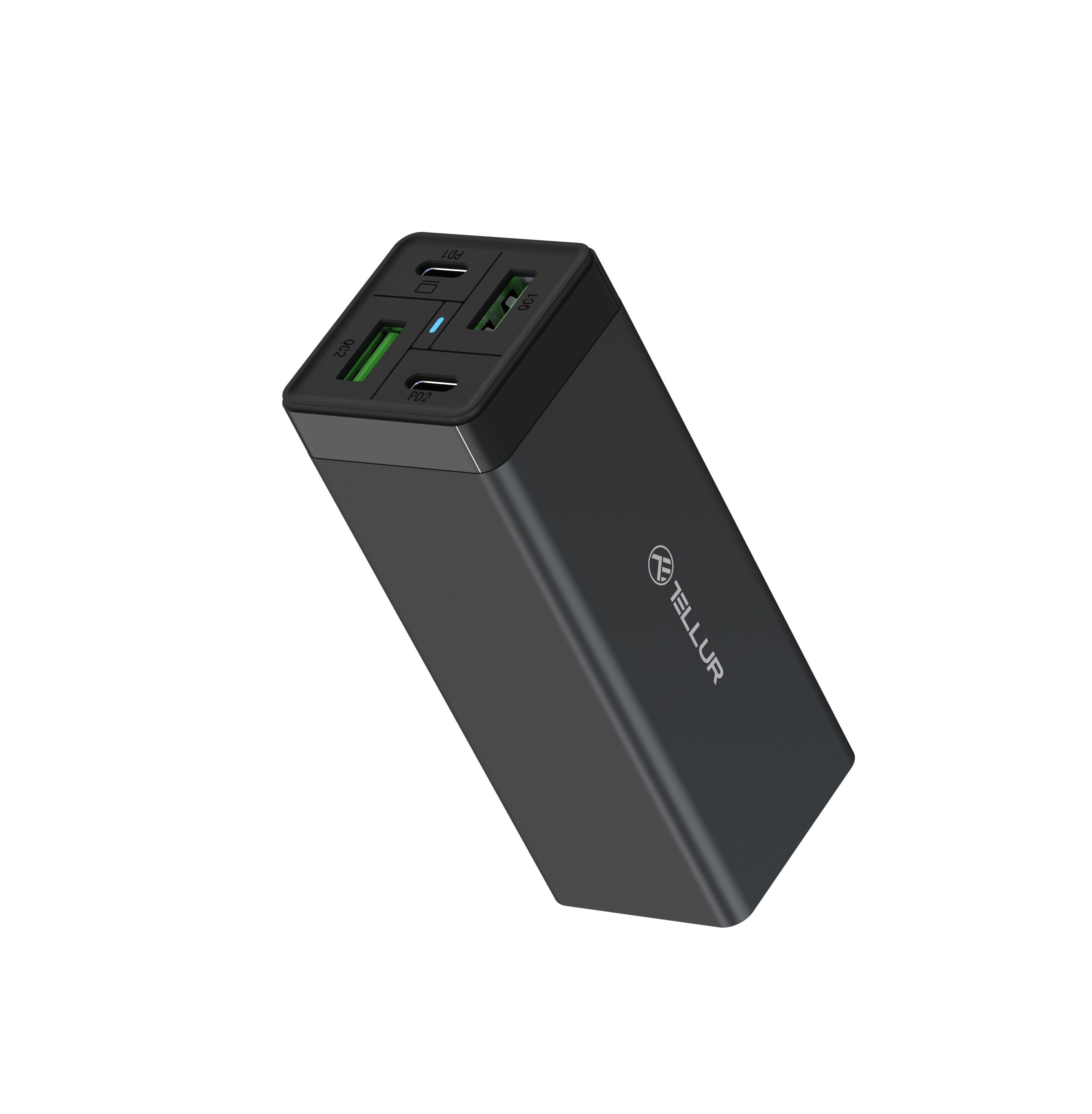 Chargeur secteur tellur pdhc2 65 w 2 x pd2 x qc3.0 ue royaume-uni états-unis noir